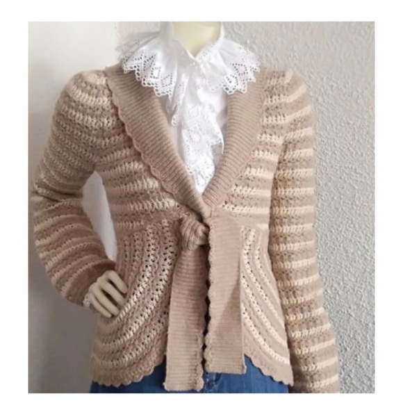 Anthropologie sleeping on snow brown sweater tie front size XS cardigan - Picture 2 of 12